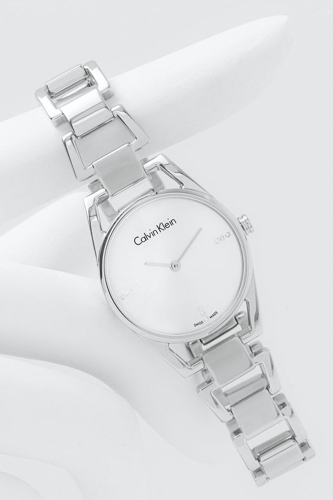 Calvin Klein Dainty Diamonds Silver Dial Sliver Steel Strap Watch for Women - K7L2314T