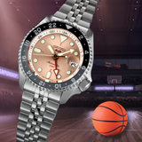 Seiko 5 Sports GMT Thong Sia Limited Edition Brown Dial Silver Steel Strap Watch for Men - SSK043K1