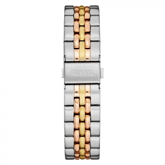 Fossil Boyfriend Chronograph White Dial Two Tone Steel Strap Watch for Women - ES3840