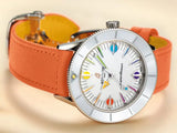 Breitling Superocean Heritage '57 Pastel Paradise White Dial Orange Leather Watch for Women - A10340A11A1X1