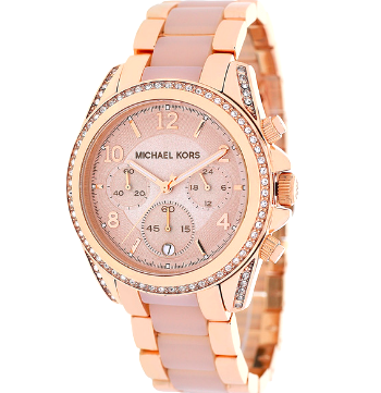 Michael Kors Blair Chronograph Rose Gold Dial Two Tone Steel Strap Watch for Women - MK5943