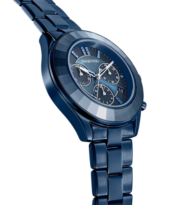 Swarovski Octea Lux Sport Chronograph Blue Dial Blue Steel Strap Watch for Women - 5610475