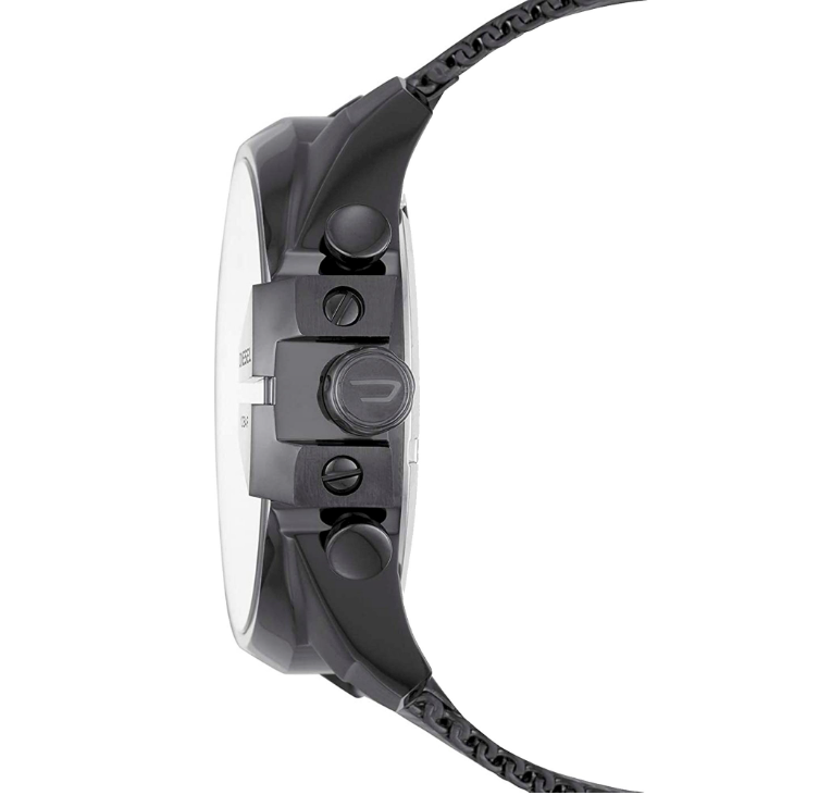 Diesel Mega Chief Chronograph Black Dial Black Mesh Strap Watch For Men - DZ4527