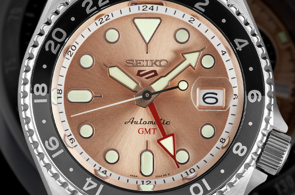 Seiko 5 Sports GMT Thong Sia Limited Edition Brown Dial Silver Steel Strap Watch for Men - SSK043K1