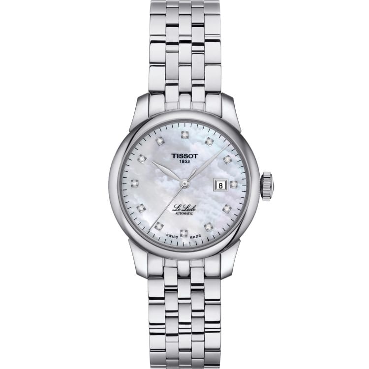 Tissot Le Locle Automatic Diamonds Mother of Pearl Dial Silver Steel Strap Watch For Women - T006.207.11.116.00
