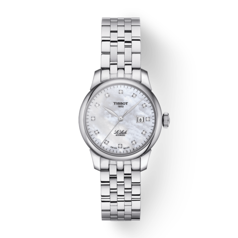 Tissot Le Locle Automatic Diamonds Mother of Pearl Dial Silver Steel Strap Watch For Women - T006.207.11.116.00