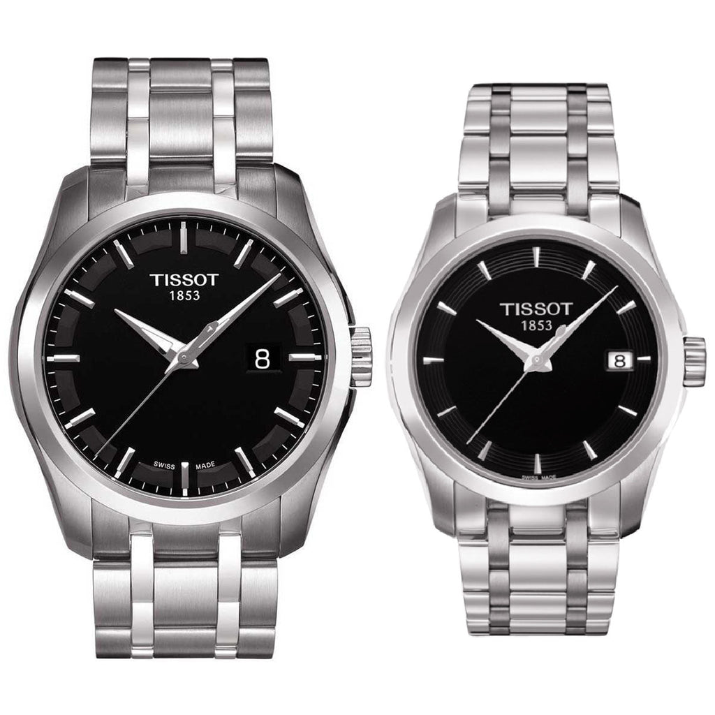 Tissot T Trend Couturier Lady Black Dial Silver Steel Strap Watch For Women - T035.210.11.051.00