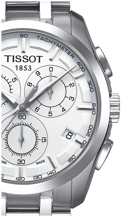 Tissot Couturier Chronograph White Dial Silver Steel Strap Watch For Men - T035.617.11.031.00