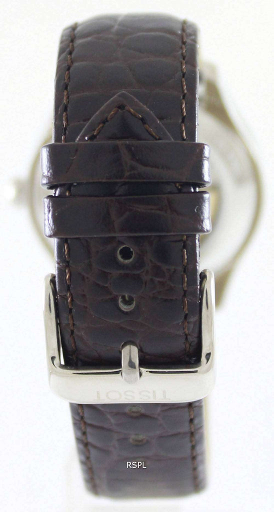 Tissot T Classic T One Automatic Silver Dial Brown Leather Strap Watch For Men - T038.430.16.037.00