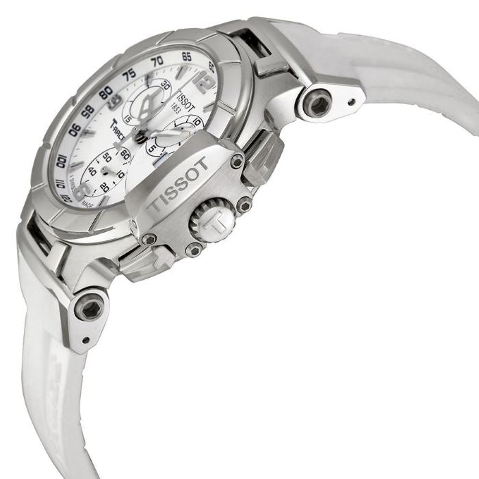 Tissot T Race Lady Chronograph White Dial White Rubber Strap Watch for Women - T048.217.17.017.00