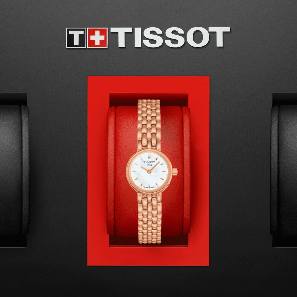 Tissot T Lady Lovely Mother of Pearl Dial Rose Gold Steel Strap Watch For Women - T058.009.33.111.00