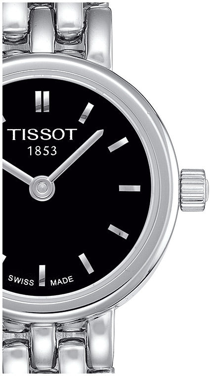 Tissot T Lady Lovely Black Dial Silver Steel Strap Watch For Women - T058.009.11.051.00