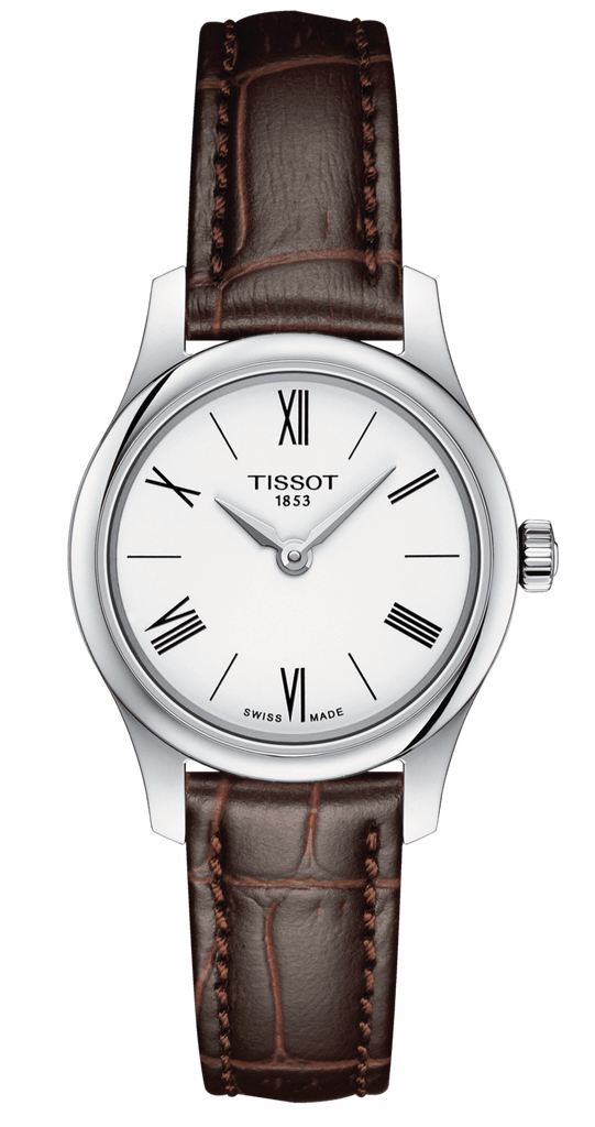 Tissot Tradition 5.5 Lady Silver Dial Brown Leather Strap Watch for Women - T063.009.16.018.00