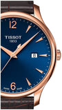 Tissot T Classic Tradition Blue Dial Brown Leather Strap Watch For Men - T063.610.36.047.00