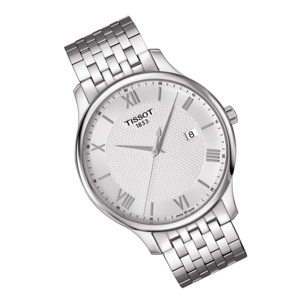 Tissot T Classic Tradition Silver Dial Silver Steel Strap Watch For Men - T063.610.11.038.00