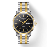 Tissot Automatics III Day Date Black Dial Two Tone Steel Strap Watch For Men - T065.430.22.051.00