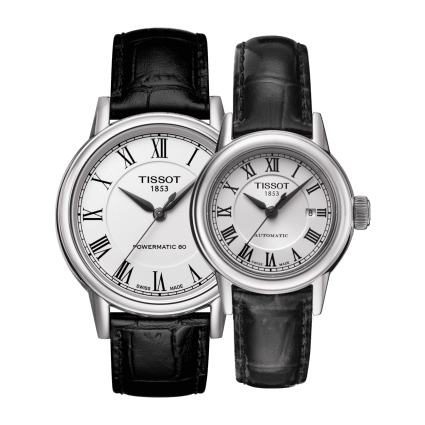 Tissot Carson Powermatic 80 White Dial Black Leather Strap Watch For Men - T085.407.16.013.00