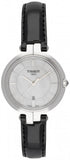 Tissot T Lady Flamingo Mother of Pearl White Dial Black Leather Strap Watch for Women - T094.210.16.111.00