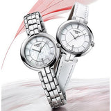 Tissot T Lady Flamingo Mother of Pearl White Dial Silver Steel Strap Watch For Women - T094.210.11.111.00