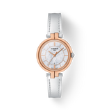 Tissot T Lady Flamingo Mother of Pearl White Dial White Leather Strap Watch For Women - T094.210.26.111.01