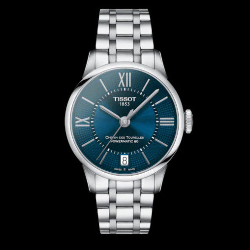 Tissot Chemin Des Tourelles Powermatic 80 Blue Dial Silver Steel Strap Watch for Men - T099.407.11.048.00