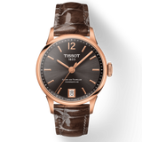 Tissot Chemin Des Tourelles Powermatic 80 Lady Brown Dial Brown Leather Strap Watch For Women - T099.207.36.447.00