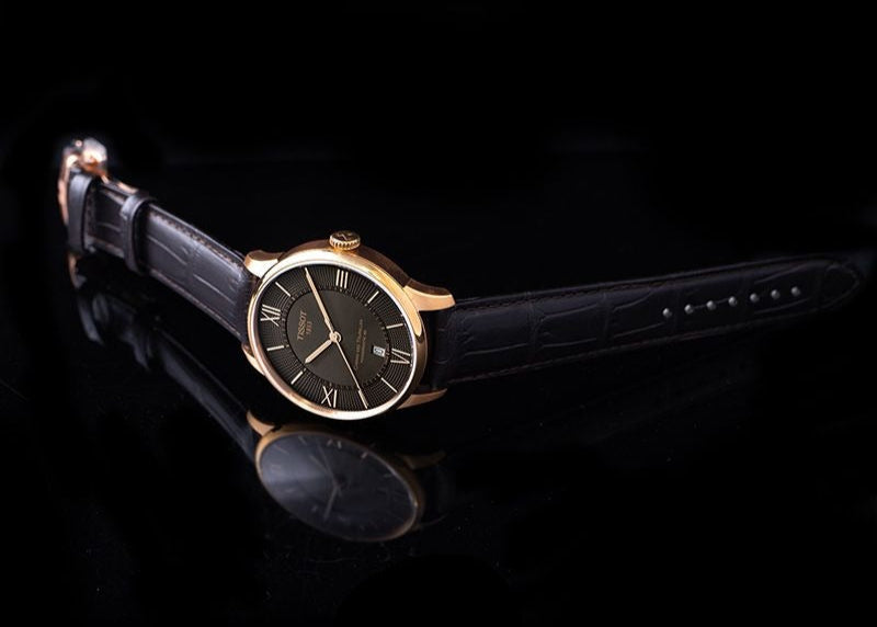 Tissot Chemin Des Tourelles Powermatic 80 Lady Brown Dial Brown Leather Strap Watch For Women - T099.207.36.448.00