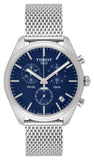 Tissot PR 100 Chronograph Blue Dial Silver Mesh Bracelet Watch for Men - T101.417.11.041.00