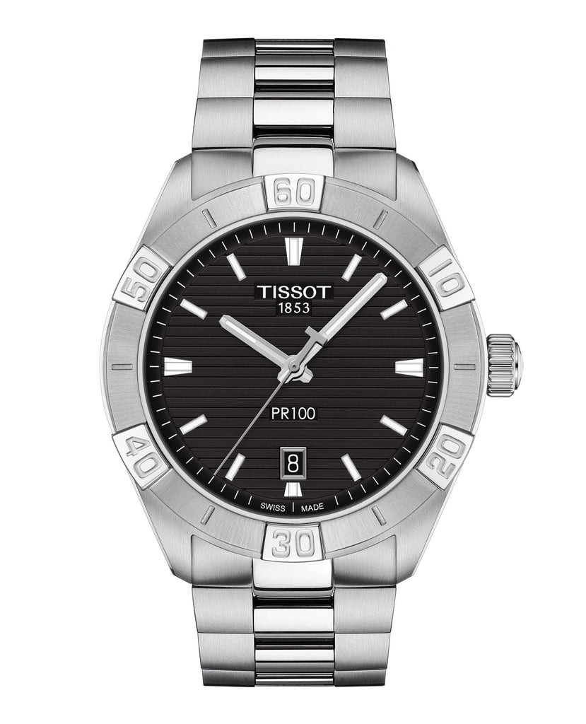 Tissot PR 100 Sport Quartz Black Dial Silver Steel Strap Watch For Men - T101.610.11.051.00
