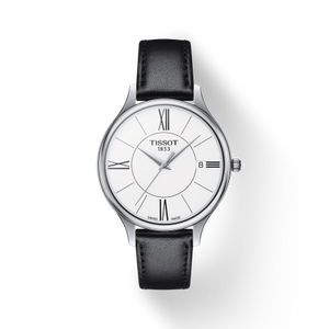 Tissot Bella Ora Round White Dial Black Leather Strap Watch For Women - T103.210.16.018.00