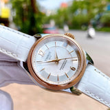 Tissot T-Classic Powermatic 80 Mother of Pearl Silver Dial White Leather Strap Watch For Women - T108.208.26.117.00