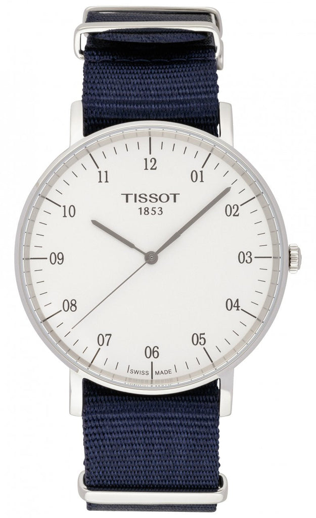Tissot T Classic Everytime Large White Dial Blue NATO Strap Watch For Men - T109.610.17.037.00