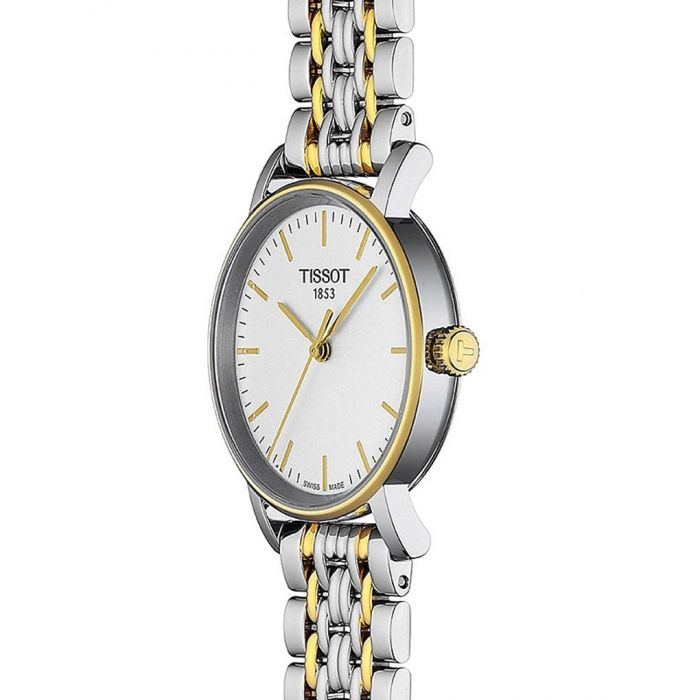Tissot T Classic Everytime Small White Dial Two Tone Mesh Bracelet Watch For Women - T109.210.22.031.00