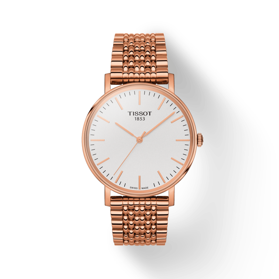 Tissot Everytime Medium White Dial Rose Gold Mesh Bracelet Watch For Men - T109.410.33.031.00