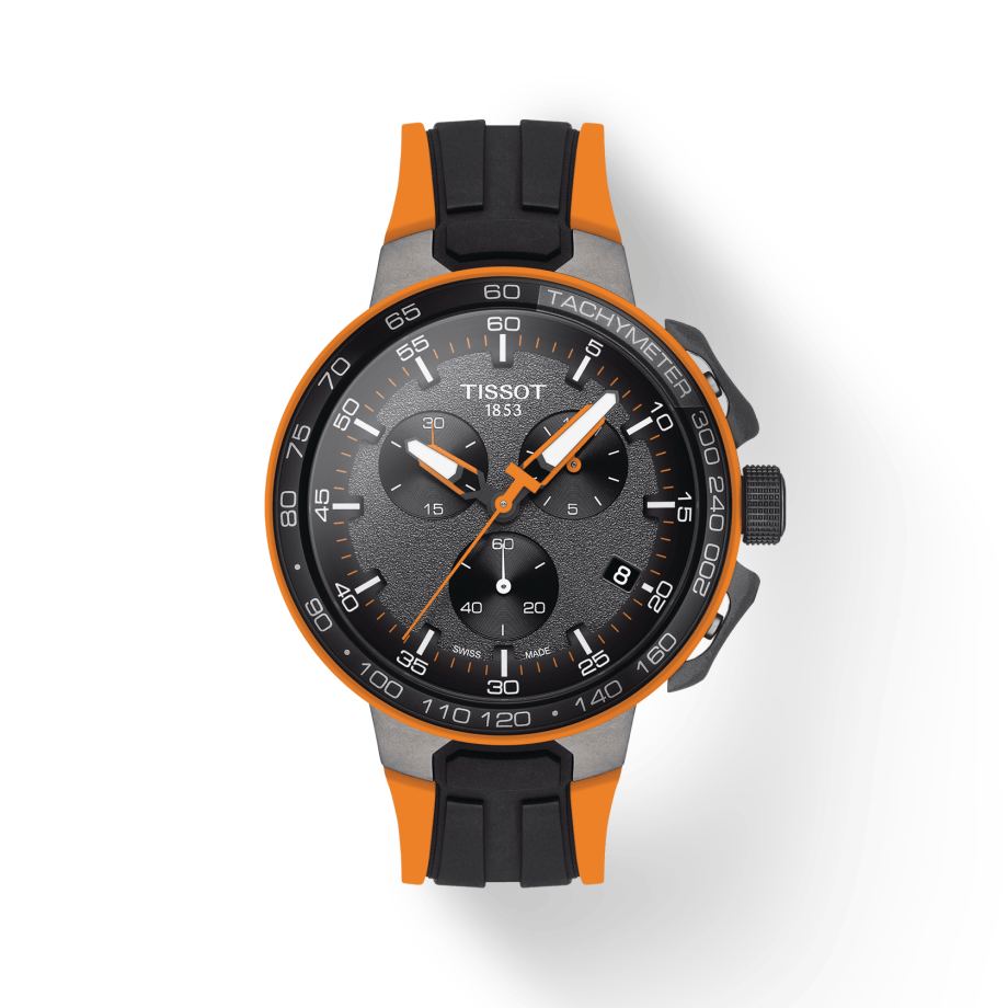 Tissot T Race Cycling Chronograph Black Dial Two Tone Rubber Strap Watch For Men - T111.417.37.441.04