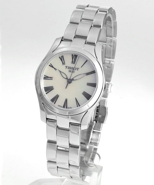 Tissot T Wave T Lady Mother of Pearl Dial Silver Steel Strap Watch For Women - T112.210.11.113.00