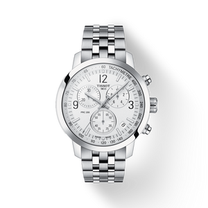 Tissot T Sport PRC 200 Chronograph White Dial Silver Steel Strap Watch For Men - T114.417.11.037.00