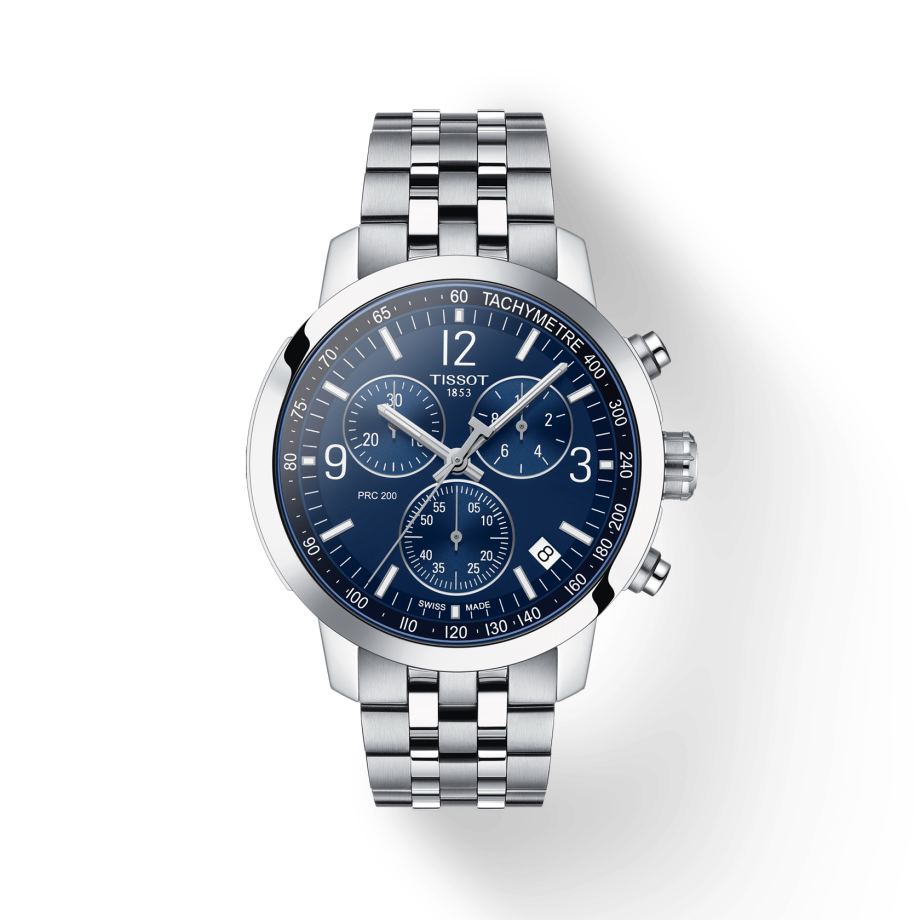 Tissot PRC 200 Chronograph Quartz Blue Dial Silver Steel Strap Watch For Men - T114.417.11.047.00