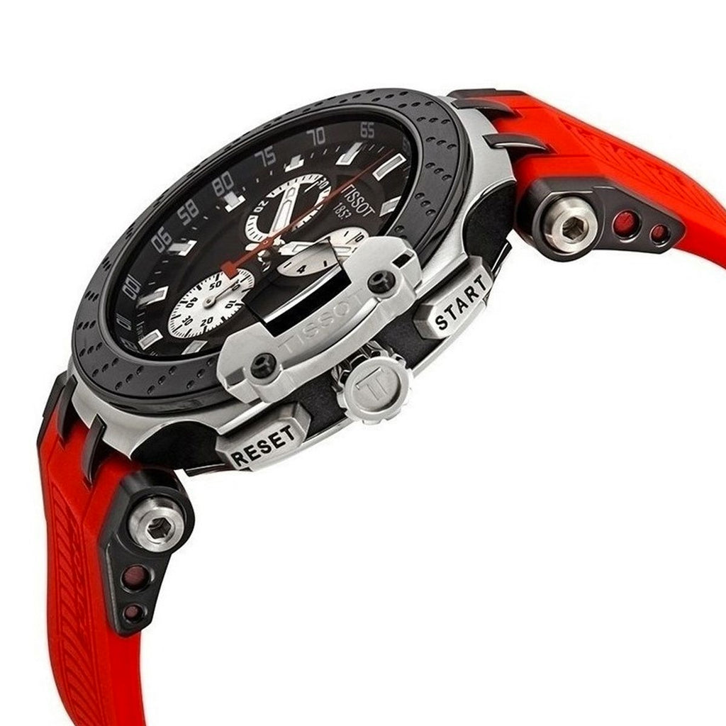 Tissot T Race Chronograph Black Dial Red Silicone Strap Watch For Men - T115.417.27.051.00