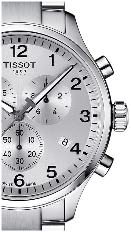 Tissot Chrono XL Classic Silver Dial Silver Steel Strap Watch For Men - T116.617.11.037.00