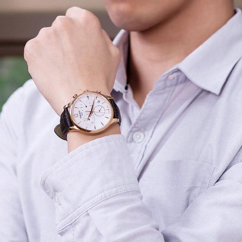 Tissot Chrono XL Classic Silver Dial Brown Leather Strap Watch For Men - T116.617.36.037.00