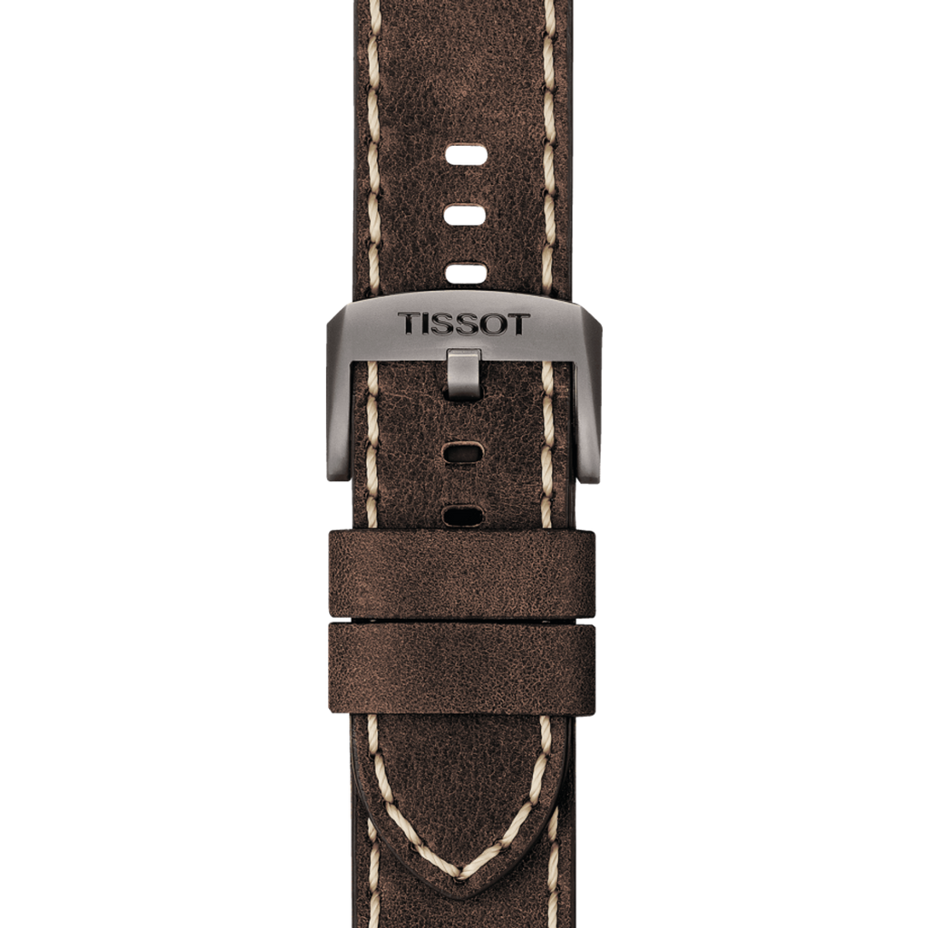 Tissot T Sport Chrono XL Green Dial Brown Leather Strap Watch For Men - T116.617.36.097.00