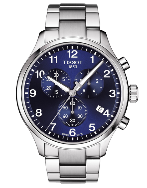 Tissot T Sport Chrono XL Classic Blue Dial Silver Steel Strap Watch For Men - T116.617.11.047.01