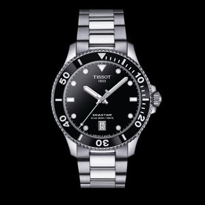 Tissot Seastar 1000 Black Dial Silver Steel Strap Watch For Men - T120.410.11.051.00