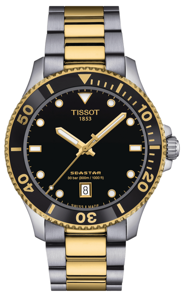 Tissot Seastar 1000 Black Dial Two Tone Steel Strap Watch For Men - T120.410.22.051.00