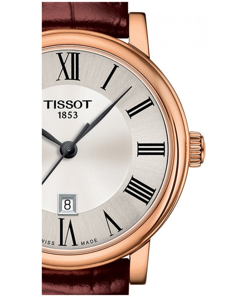Tissot Carson Premium Lady Silver Dial Brown Leather Strap Watch For Women - T122.210.36.033.00
