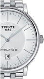 Tissot T Classic Carson Premium Powermatic 80 White Dial Silver Steel Strap Watch For Men - T122.407.11.031.00