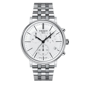 Tissot Carson Premium White Dial Silver Steel Strap Watch For Men - T122.417.11.011.00