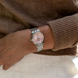 Tissot Carson Premium Lady Mother of Pearl Pink Dial Silver Steel Strap Watch For Women - T122.210.11.159.00