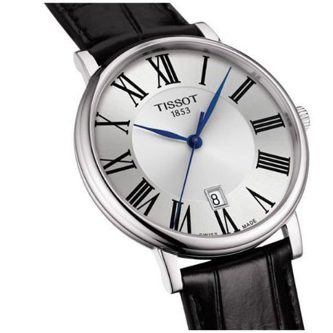 Tissot Carson Premium Silver Dial Black Leather Strap Watch For Men - T122.410.16.033.00